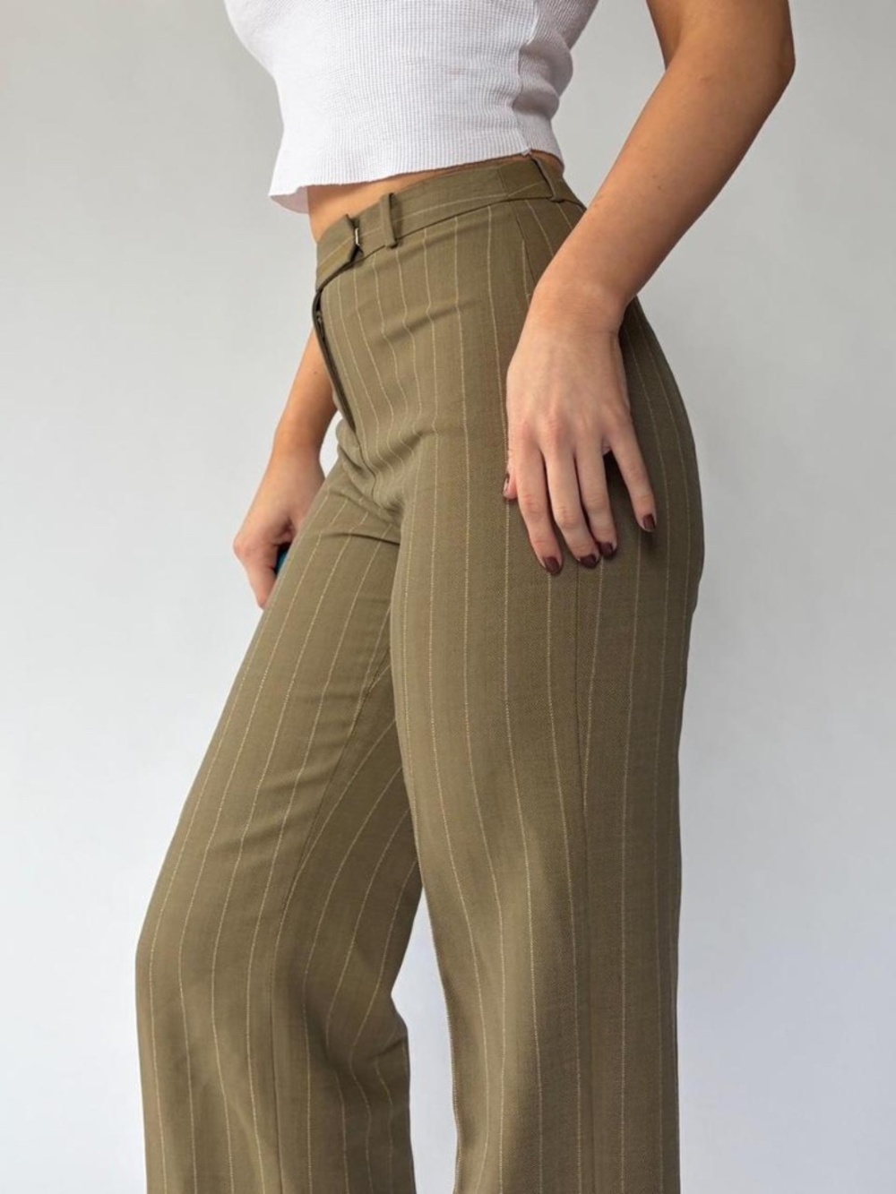 Pinstripe Trousers Wool Size 4 Ann Taylor Loft